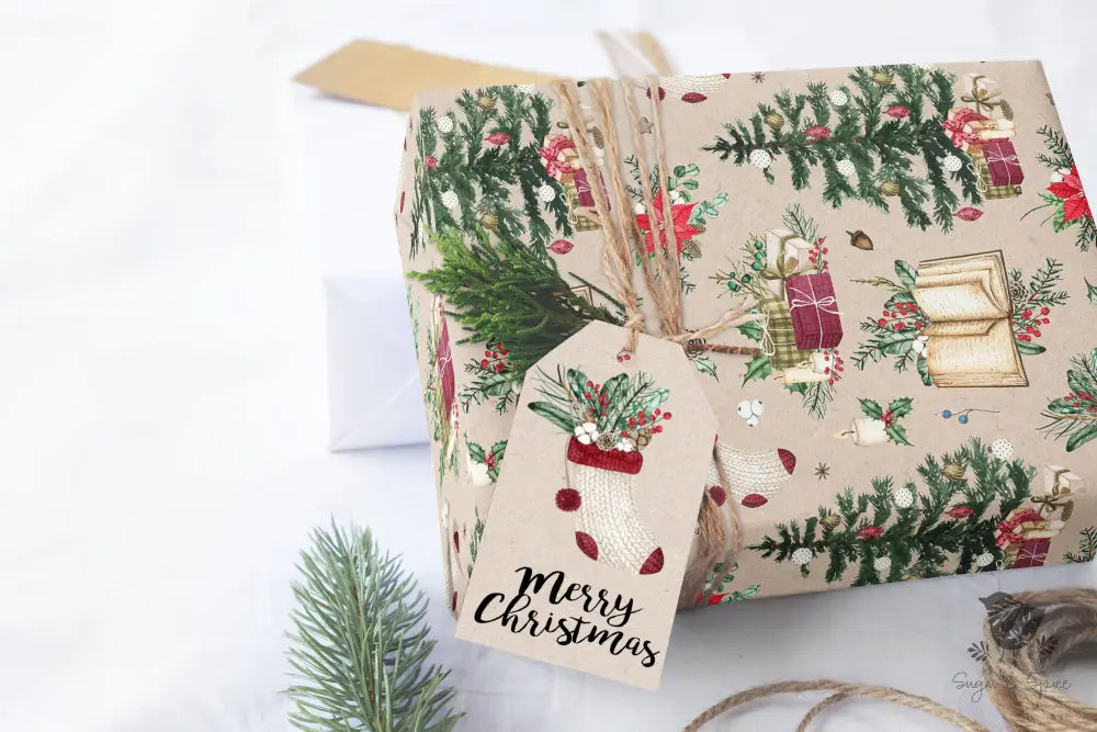 Christmas Tree and Gifts Wrapping Paper - Premium Craft Supplies & Tools > Party & Gifting > Packaging & Wrapping from Sugar and Spice Invitations - Just $26.10! Shop now at Sugar and Spice Paper