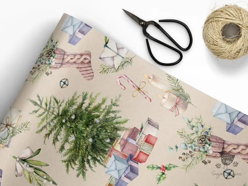 Christmas Tree and Stocking Wrapping Paper - Premium Craft Supplies & Tools > Party & Gifting > Packaging & Wrapping from Sugar and Spice Invitations - Just $26.10! Shop now at Sugar and Spice Paper
