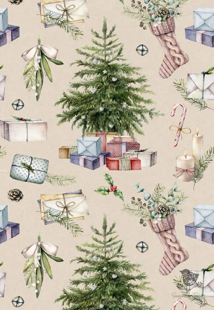 Christmas Tree and Stocking Wrapping Paper - Premium Craft Supplies & Tools > Party & Gifting > Packaging & Wrapping from Sugar and Spice Invitations - Just $26.10! Shop now at Sugar and Spice Paper