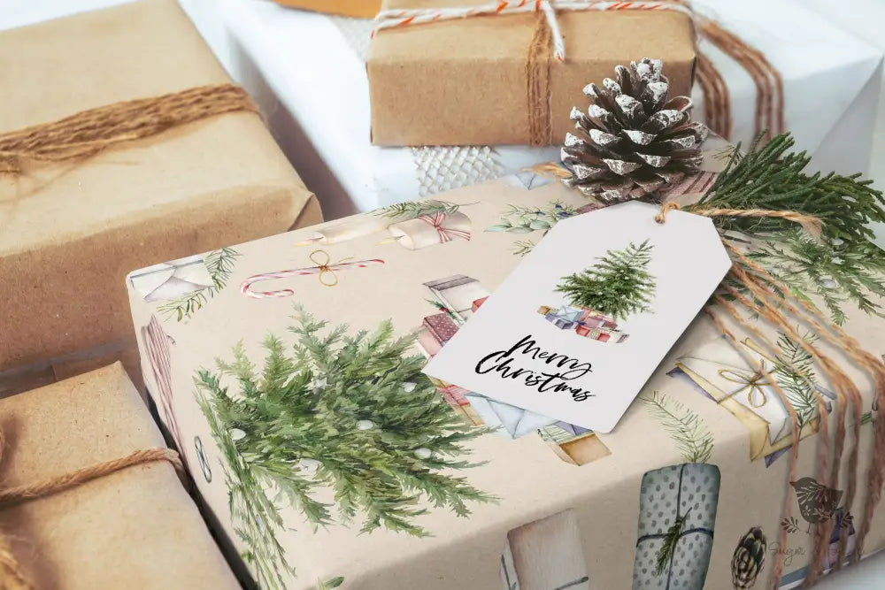 Christmas Tree and Stocking Wrapping Paper - Premium Craft Supplies & Tools > Party & Gifting > Packaging & Wrapping from Sugar and Spice Invitations - Just $26.10! Shop now at Sugar and Spice Paper