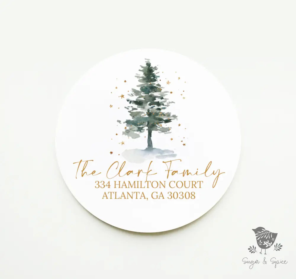 Christmas Tree Return Address Sticker - Premium  from Sugar and Spice Invitations - Just $9.95! Shop now at Sugar and Spice Paper