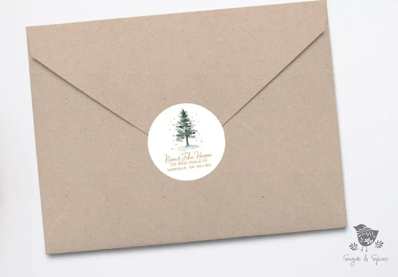 Christmas Tree Return Address Sticker - Premium  from Sugar and Spice Invitations - Just $9.95! Shop now at Sugar and Spice Paper