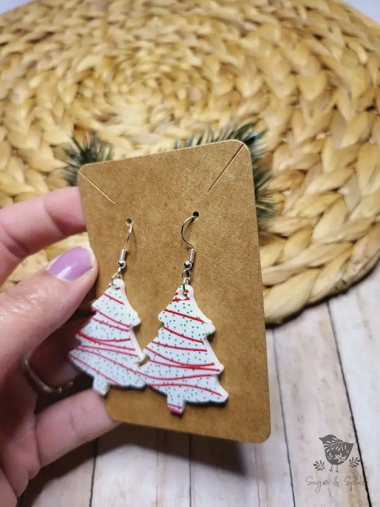 Christmas Tree Snack Cake Dangle Earrings - Premium  from Sugar and Spice Invitations - Just $11.25! Shop now at Sugar and Spice Paper