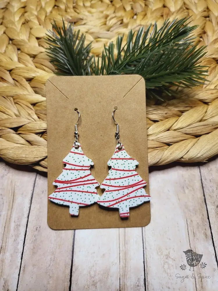Christmas Tree Snack Cake Dangle Earrings - Premium  from Sugar and Spice Invitations - Just $11.25! Shop now at Sugar and Spice Paper