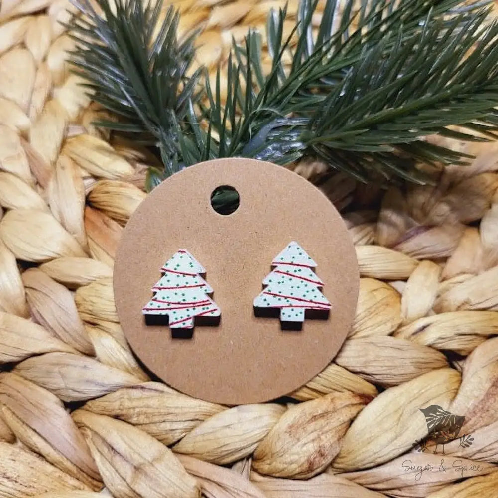 Christmas Tree Snack Cake Stud Earrings - Premium  from Sugar and Spice Invitations - Just $6! Shop now at Sugar and Spice Paper