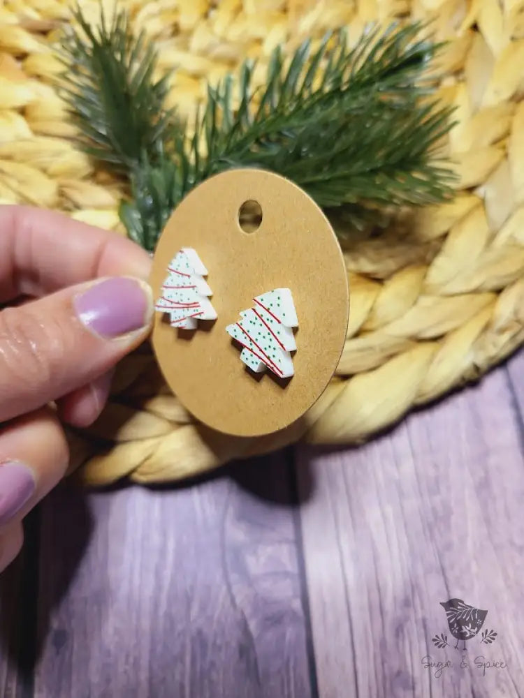 Christmas Tree Snack Cake Stud Earrings - Premium  from Sugar and Spice Invitations - Just $6! Shop now at Sugar and Spice Paper