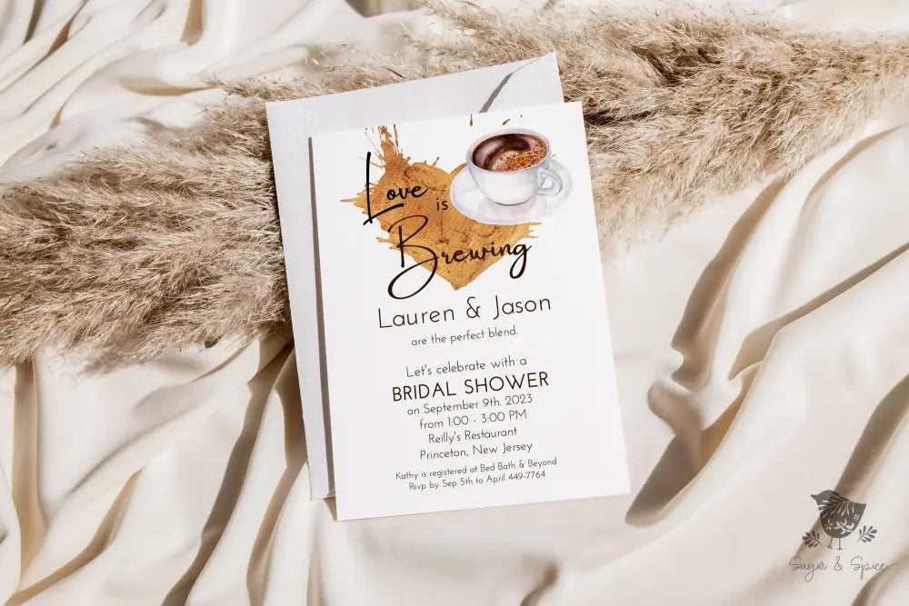 Coffee Bridal Love is Brewing Shower Invitation - Premium  from Sugar and Spice Invitations - Just $1.95! Shop now at Sugar and Spice Paper