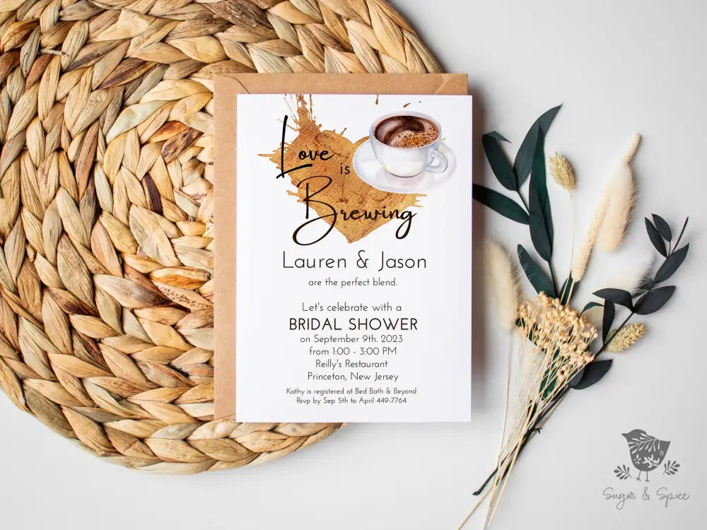 Coffee Bridal Love is Brewing Shower Invitation - Premium  from Sugar and Spice Invitations - Just $1.95! Shop now at Sugar and Spice Paper