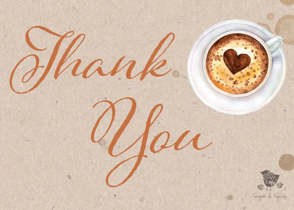 Coffee Thank You Card - Premium Paper & Party Supplies > Paper > Invitations & Announcements > Invitations from Sugar and Spice Invitations - Just $2.50! Shop now at Sugar and Spice Paper