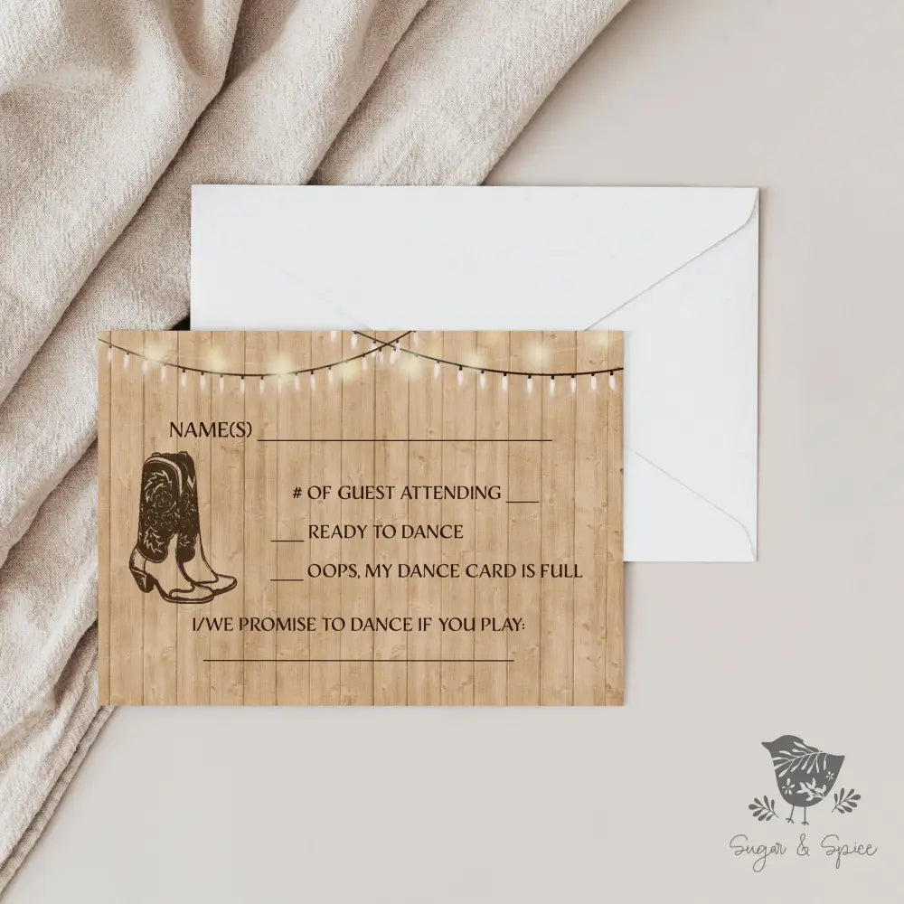 Country Western Boots Wedding Invitation - Premium Paper & Party Supplies > Paper > Invitations & Announcements > Invitations from Sugar and Spice Invitations - Just $2.15! Shop now at Sugar and Spice Paper