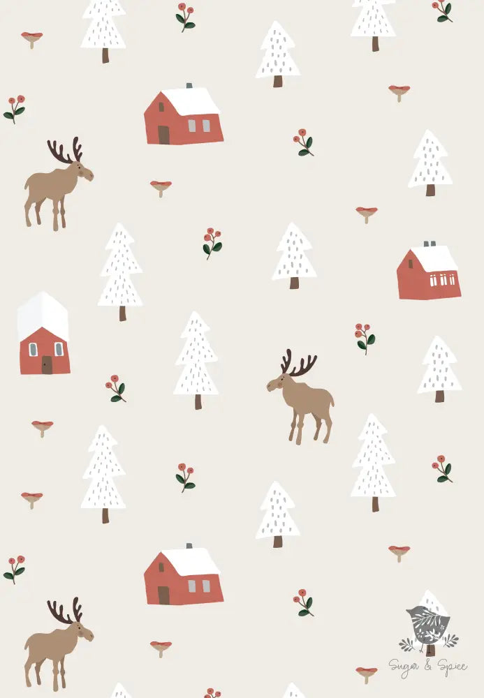 Country Winter Moose Wrapping Paper Craft Supplies & Tools > Party Gifting Packaging