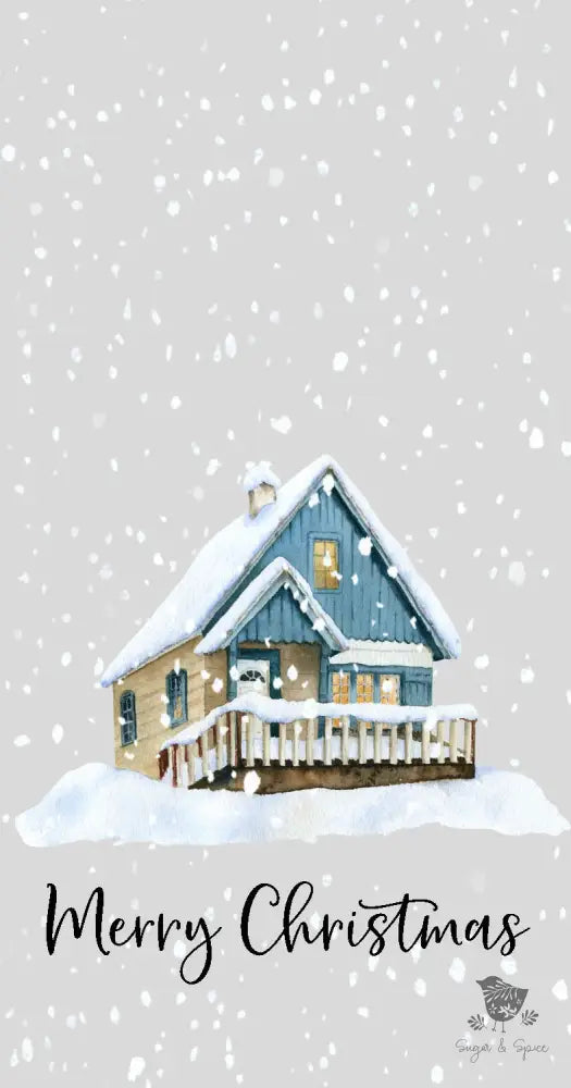 Cozy Blue Cabin Christmas gift tag - Premium Craft Supplies & Tools > Party & Gifting > Labels, Stickers & Tags > Tags from Sugar and Spice Invitations - Just $26! Shop now at Sugar and Spice Paper