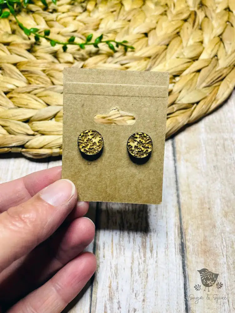 Damask Flower Wood Stud Earrings - Premium  from Sugar and Spice Invitations - Just $6! Shop now at Sugar and Spice Paper