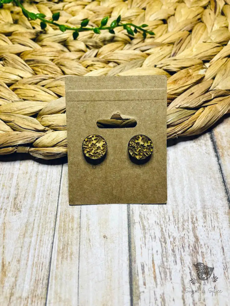 Damask Flower Wood Stud Earrings - Premium  from Sugar and Spice Invitations - Just $6! Shop now at Sugar and Spice Paper