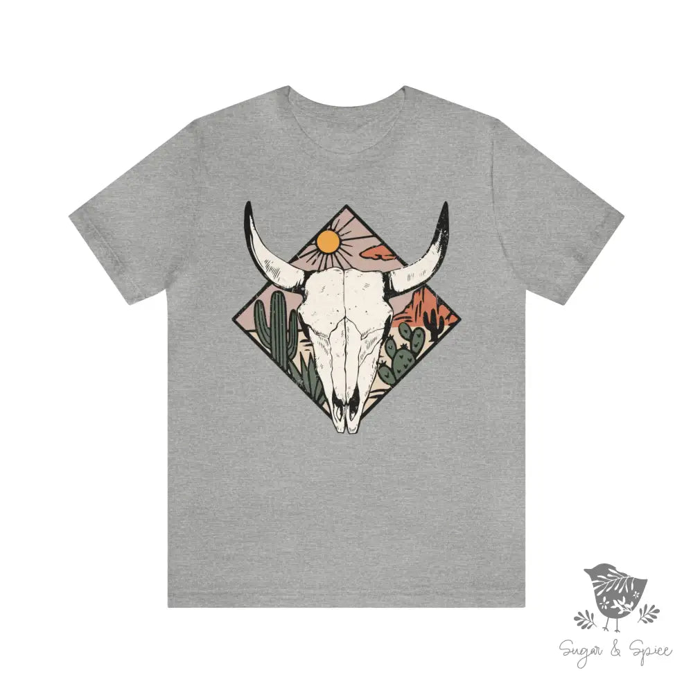 Desert Cow Skull T-Shirt Athletic Heather / S