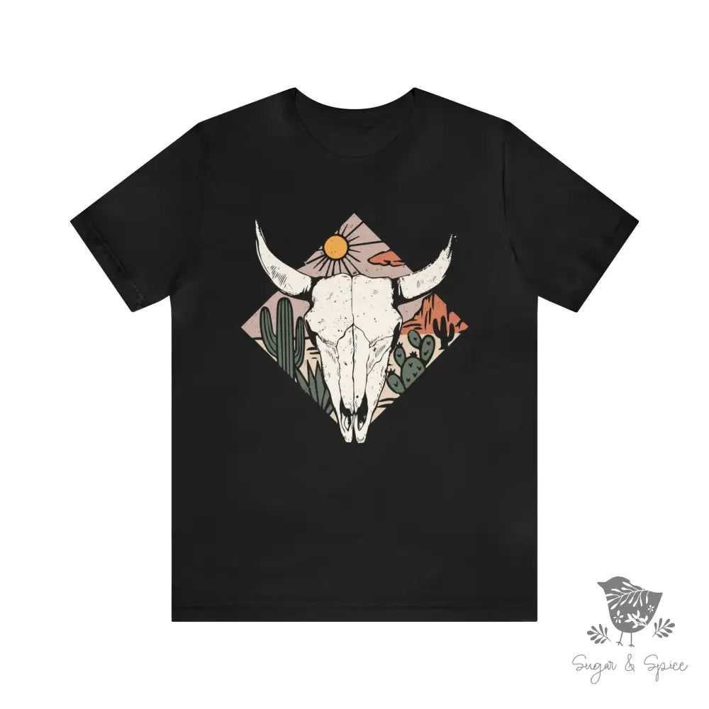 Desert Cow Skull T-Shirt Black / S