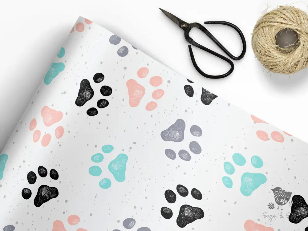 Dog Paw Wrapping Paper - Premium Craft Supplies & Tools > Party & Gifting > Packaging & Wrapping from Sugar and Spice Invitations - Just $26.10! Shop now at Sugar and Spice Paper