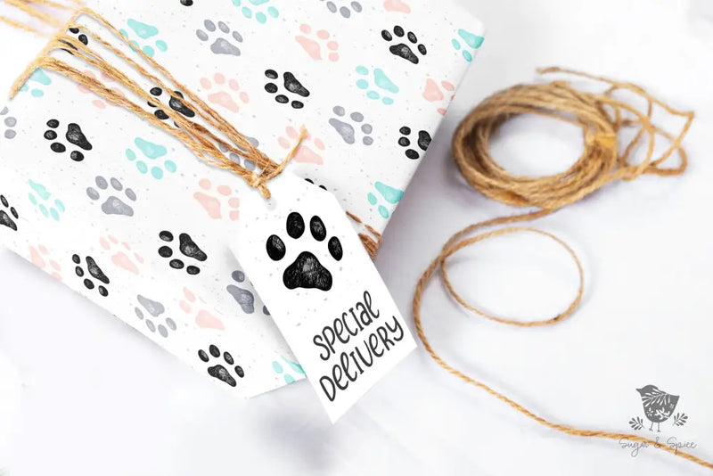 Dog Paw Wrapping Paper - Premium Craft Supplies & Tools > Party & Gifting > Packaging & Wrapping from Sugar and Spice Invitations - Just $26.10! Shop now at Sugar and Spice Paper