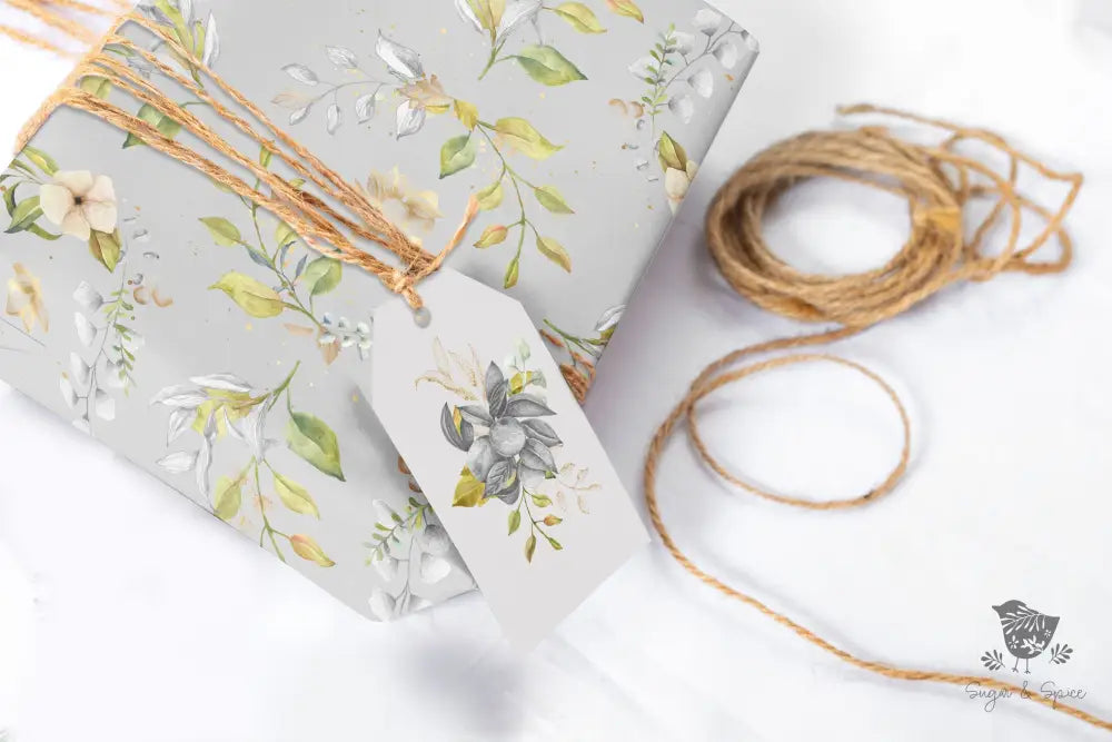 Elegant Greenery Silver Wrapping Paper - Premium Craft Supplies & Tools > Party & Gifting > Packaging & Wrapping from Sugar and Spice Invitations - Just $26.10! Shop now at Sugar and Spice Paper