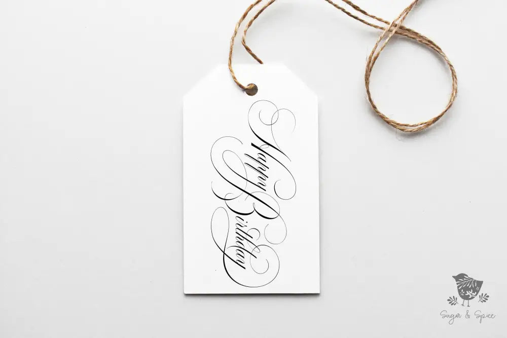 Elegant Happy Birthday Gift Tag - Premium Craft Supplies & Tools > Party & Gifting > Labels, Stickers & Tags > Tags from Sugar and Spice Invitations - Just $26! Shop now at Sugar and Spice Paper