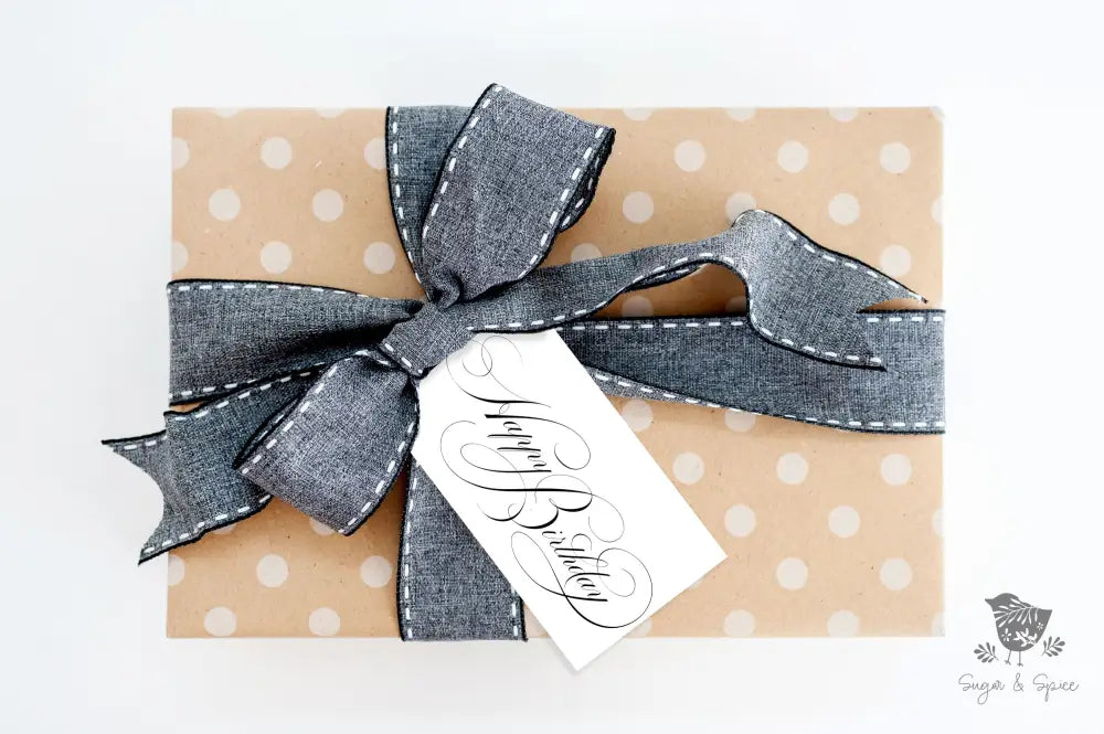 Elegant Happy Birthday Gift Tag - Premium Craft Supplies & Tools > Party & Gifting > Labels, Stickers & Tags > Tags from Sugar and Spice Invitations - Just $26! Shop now at Sugar and Spice Paper
