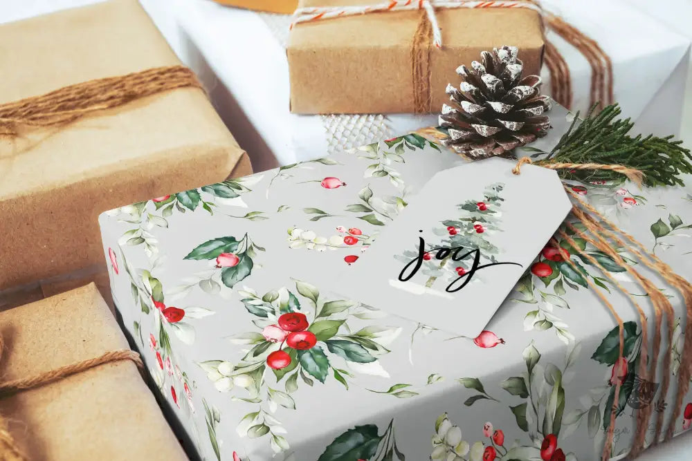Elegant Holiday Berry Wrapping Paper - Premium Craft Supplies & Tools > Party & Gifting > Packaging & Wrapping from Sugar and Spice Invitations - Just $26.10! Shop now at Sugar and Spice Paper