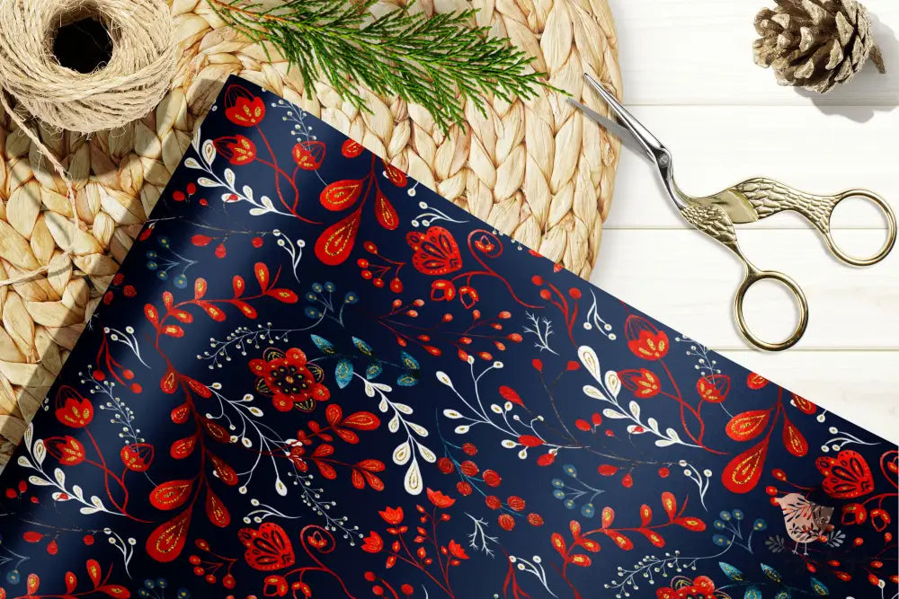 Elegant Red And Blue Holiday Wrapping Paper Craft Supplies & Tools > Party Gifting Packaging