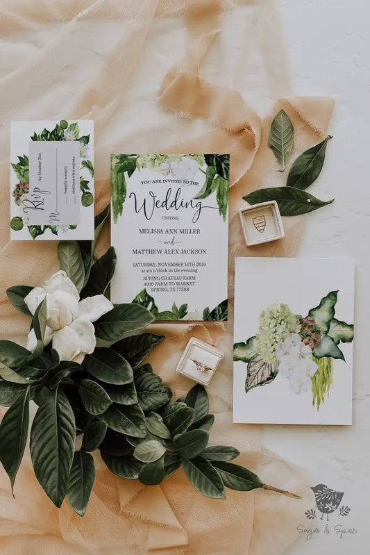 Elegant Watercolor Greenery Wedding Invitation - Premium Paper & Party Supplies > Paper > Invitations & Announcements > Invitations from Sugar and Spice Invitations - Just $2.15! Shop now at Sugar and Spice Paper