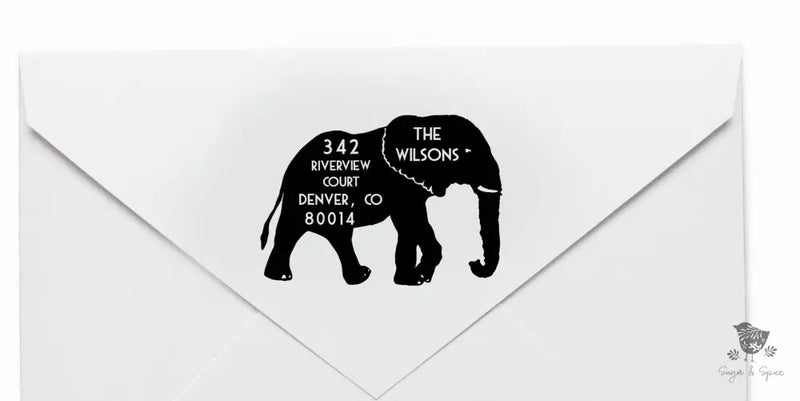 Elephant Animal Address Stamp - Premium Craft Supplies & Tools > Stamps & Seals > Stamps from Sugar and Spice Invitations - Just $40! Shop now at Sugar and Spice Paper