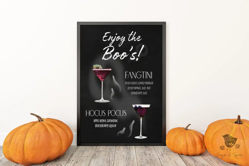 Enjoy the Boo's Halloween Signature Drink Sign - Premium  from Sugar and Spice Invitations - Just $45! Shop now at Sugar and Spice Paper