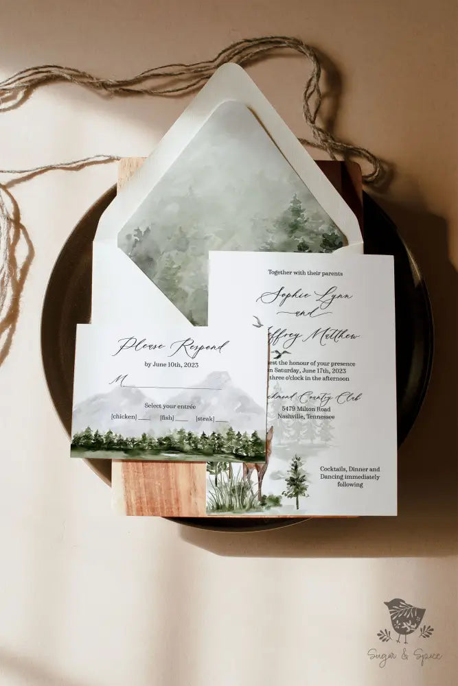 Evergreen Forest Wedding Invitation - Premium  from Sugar and Spice Invitations - Just $2.15! Shop now at Sugar and Spice Paper