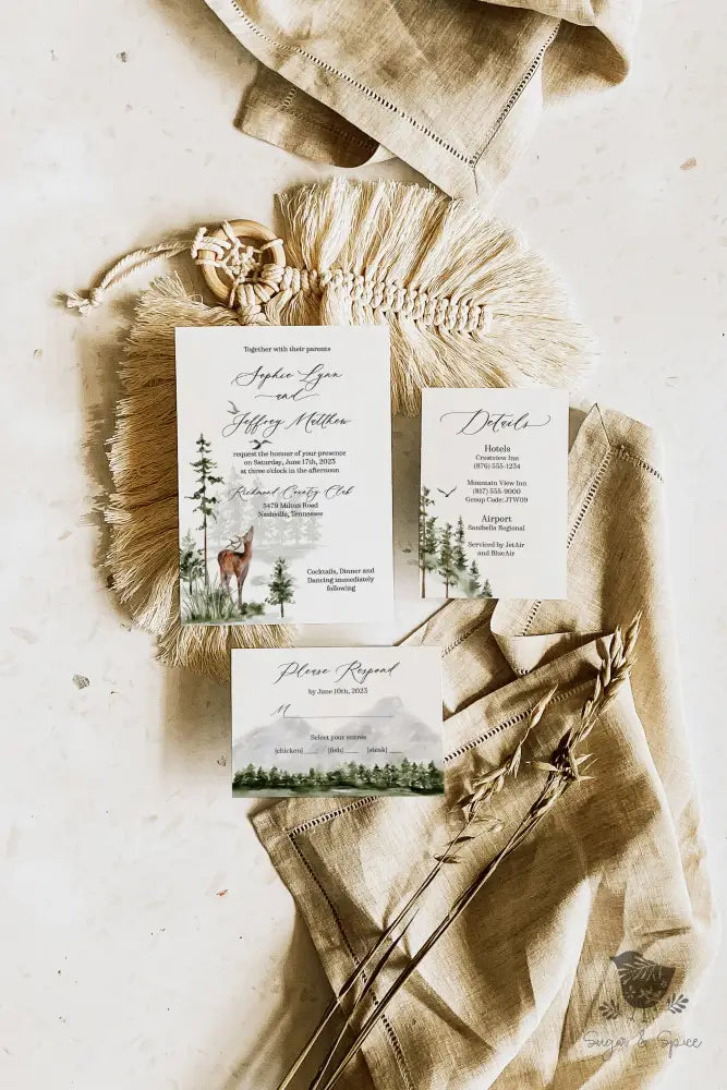 Evergreen Forest Wedding Invitation - Premium  from Sugar and Spice Invitations - Just $2.15! Shop now at Sugar and Spice Paper