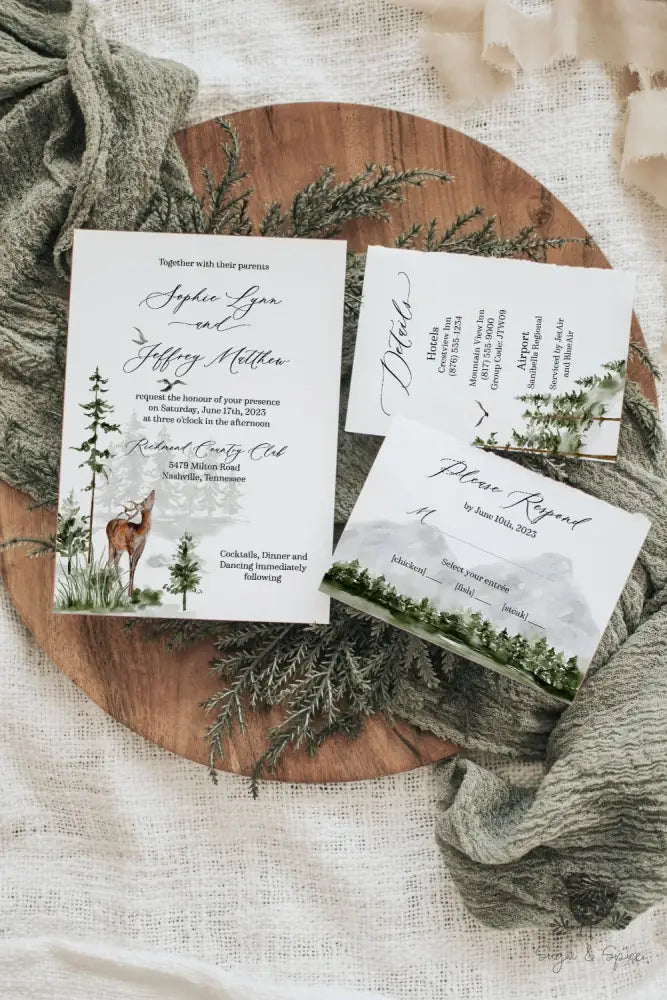Evergreen Forest Wedding Invitation - Premium  from Sugar and Spice Invitations - Just $2.15! Shop now at Sugar and Spice Paper