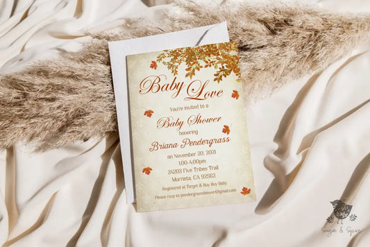 Fall Baby Love Baby Shower Invitation - Premium  from Sugar and Spice Invitations - Just $1.95! Shop now at Sugar and Spice Paper