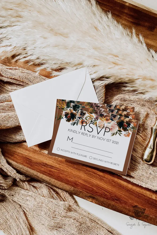 Fall Boho Wedding Invitation Suite - Premium Paper & Party Supplies > Paper > Invitations & Announcements > Invitations from Sugar and Spice Invitations - Just $2.15! Shop now at Sugar and Spice Paper