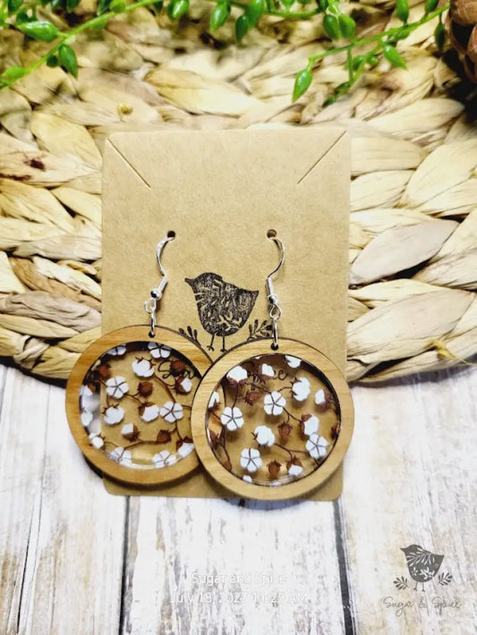 Fall Cotton and Wood Round Earrings - Premium  from Sugar and Spice Invitations - Just $11.25! Shop now at Sugar and Spice Paper
