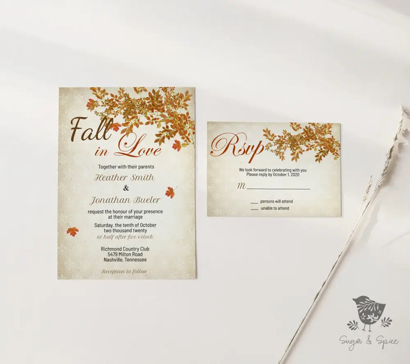 Fall In Love Wedding Invitation - Premium  from Sugar and Spice Invitations - Just $2.15! Shop now at Sugar and Spice Paper