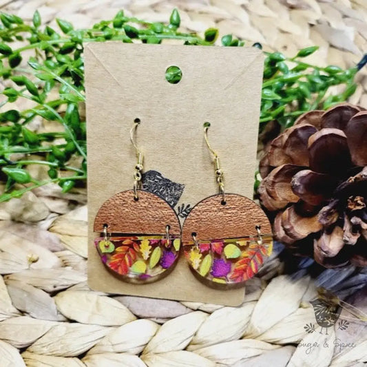 Fall Leaves Half Circle Earrings - Premium  from Sugar and Spice Invitations - Just $11.25! Shop now at Sugar and Spice Paper