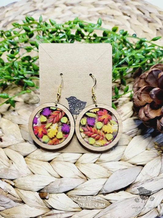 Fall Leaves Round Earrings - Premium  from Sugar and Spice Invitations - Just $11.25! Shop now at Sugar and Spice Paper