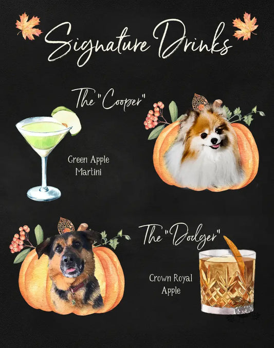 Fall Pet Pumpkin Signature Drink Sign - Premium  from Sugar and Spice Invitations - Just $35! Shop now at Sugar and Spice Paper