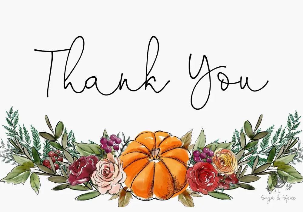 Fall Pumpkin Thank You Card - Premium Paper & Party Supplies > Paper > Invitations & Announcements > Invitations from Sugar and Spice Invitations - Just $2.50! Shop now at Sugar and Spice Paper