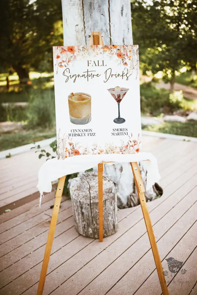 Fall Watercolor Floral Signature Drink Sign - Premium  from Sugar and Spice Invitations - Just $25! Shop now at Sugar and Spice Paper