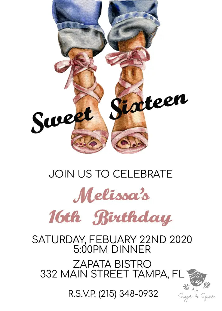 Fashion Sweet Sixteen Birthday Invitation - Premium Digital File from Sugar and Spice Invitations - Just $1.95! Shop now at Sugar and Spice Paper