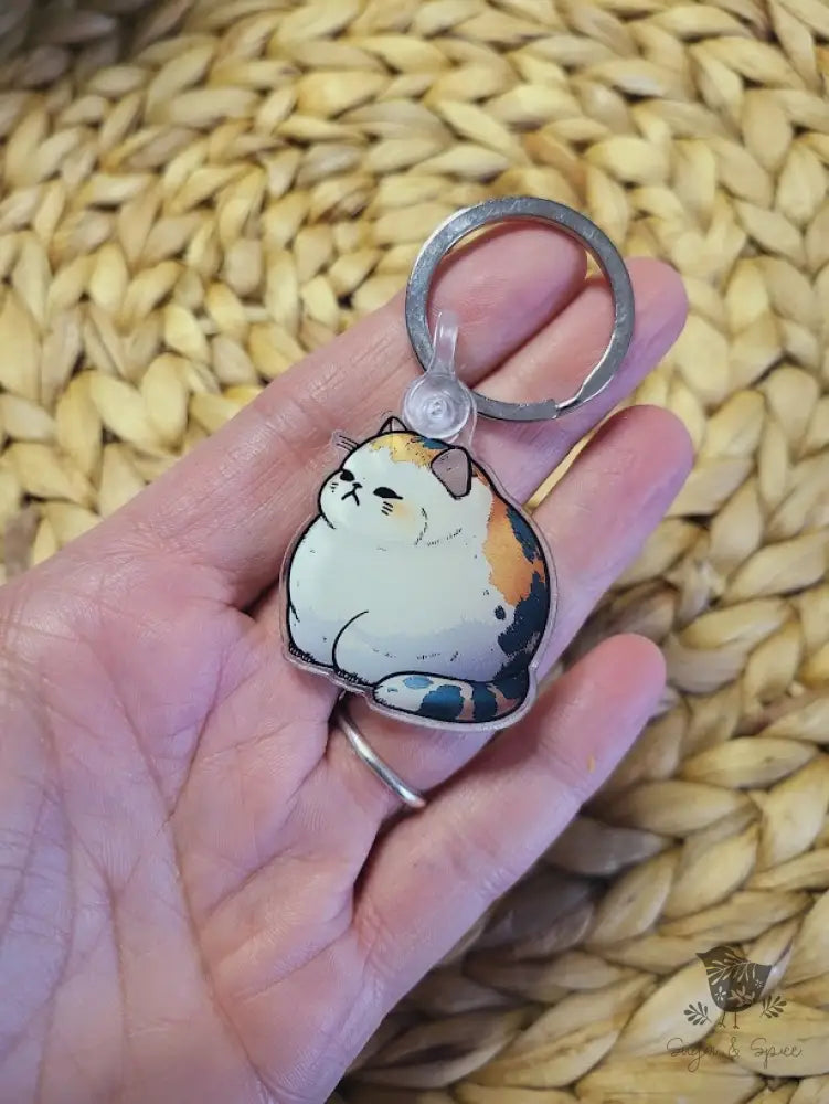 Fat Cat Acrylic Keychain - Premium  from Sugar and Spice Paper & Gift - Just $12! Shop now at Sugar and Spice Paper