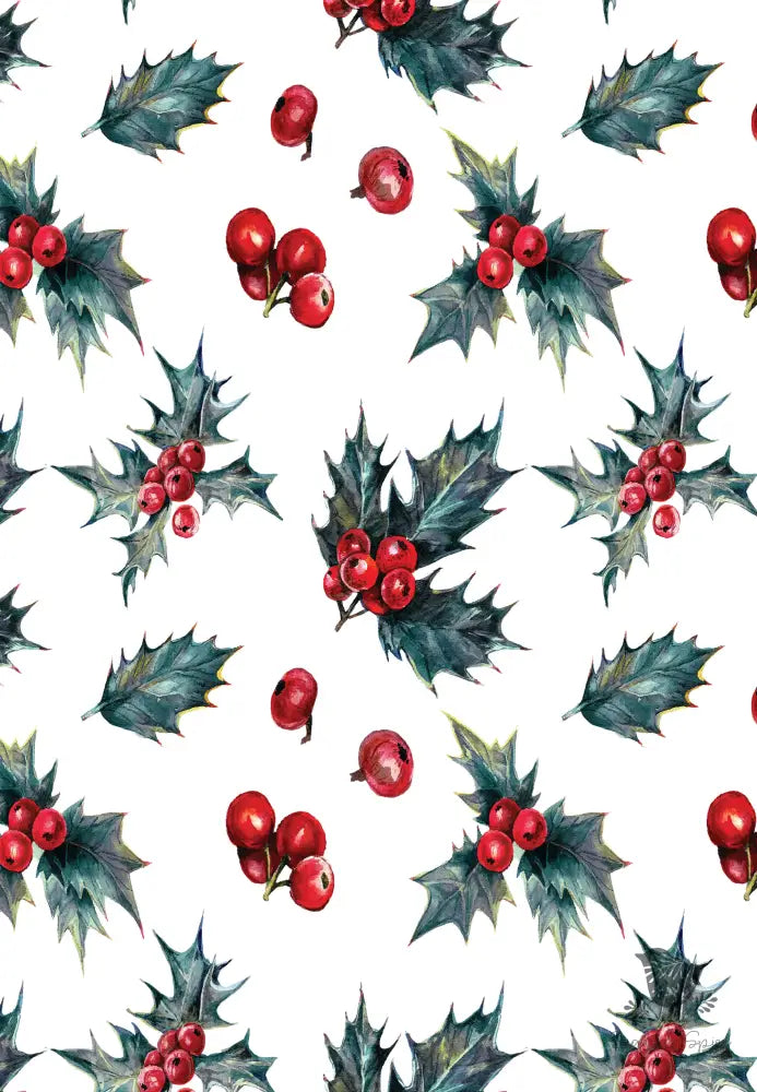 Festive Holly Christmas Wrapping Paper - Premium Craft Supplies & Tools > Party & Gifting > Packaging & Wrapping from Sugar and Spice Invitations - Just $26.10! Shop now at Sugar and Spice Paper