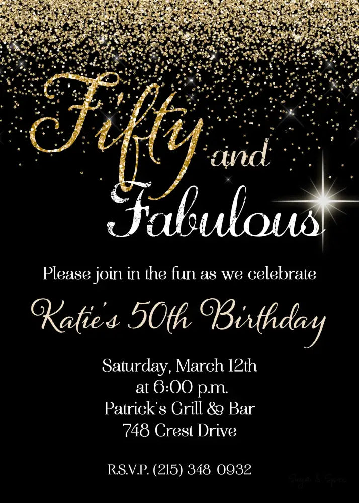 Fifty And Fabulous Birthday Invitation Digital File