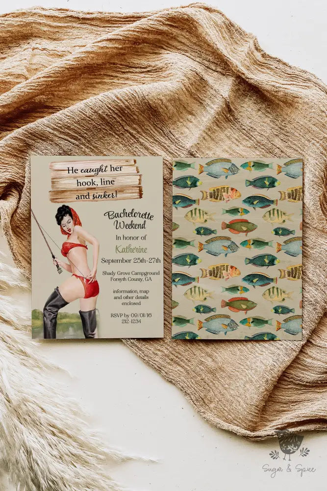 Fishing Bachelorette Weekend Bridal Shower Invitation - Premium  from Sugar and Spice Invitations - Just $1.95! Shop now at Sugar and Spice Paper