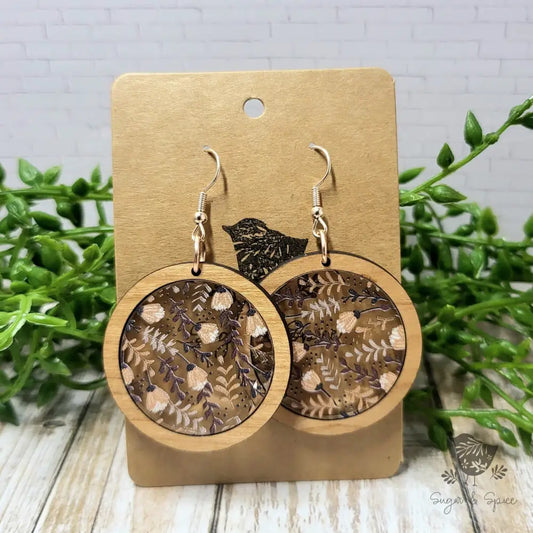 Floral Acrylic Inlay Wood Laser Engraved Handmade Earrings - Premium  from Sugar and Spice Invitations - Just $11.25! Shop now at Sugar and Spice Paper