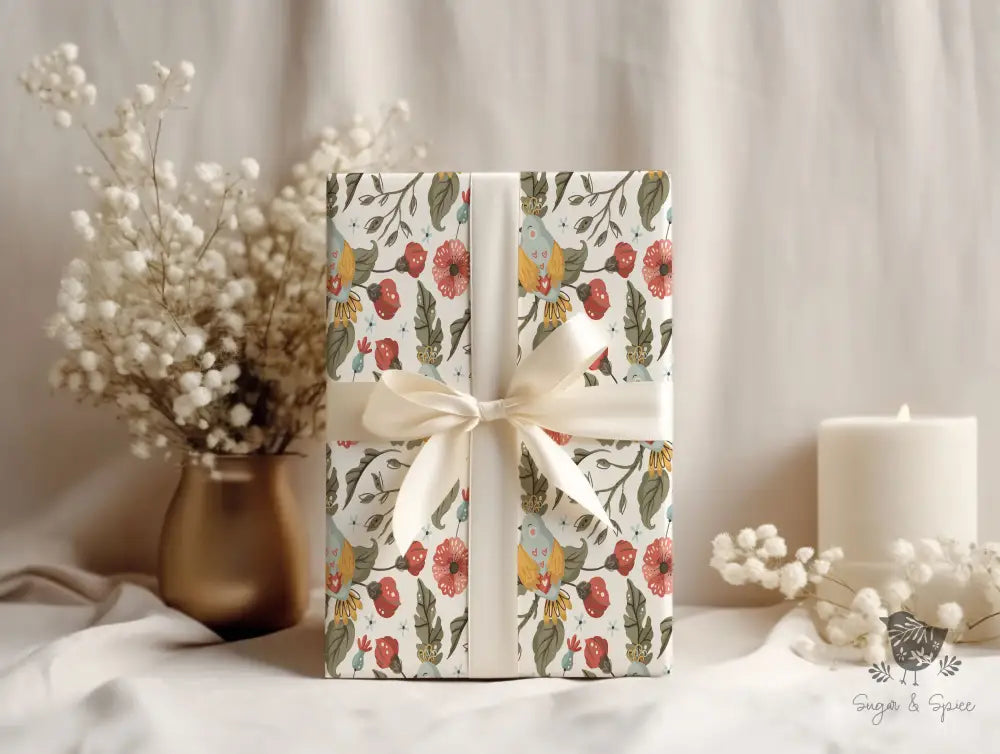 Floral Quail Spring Wrapping Paper Craft Supplies & Tools > Party Gifting Packaging
