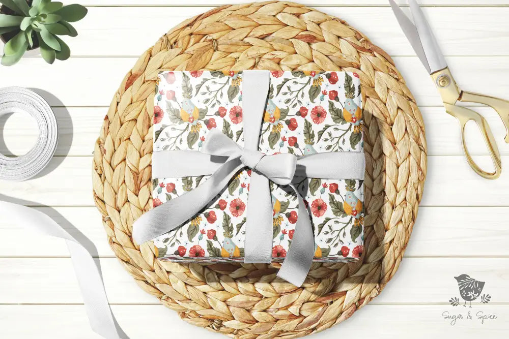 Floral Quail Spring Wrapping Paper - Premium Craft Supplies & Tools > Party & Gifting > Packaging & Wrapping from Sugar and Spice Invitations - Just $26.10! Shop now at Sugar and Spice Paper